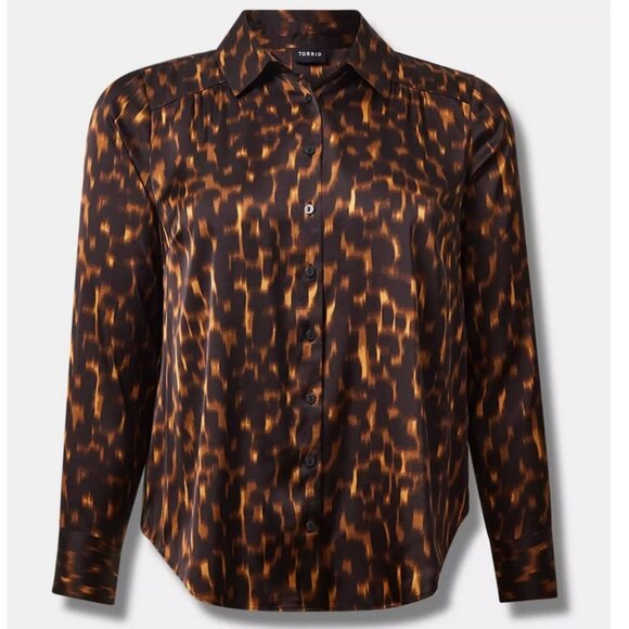 Torrid Madison Satin Button-Up Long Sleeve Shirt Sz 3 - Picture 1 of 5